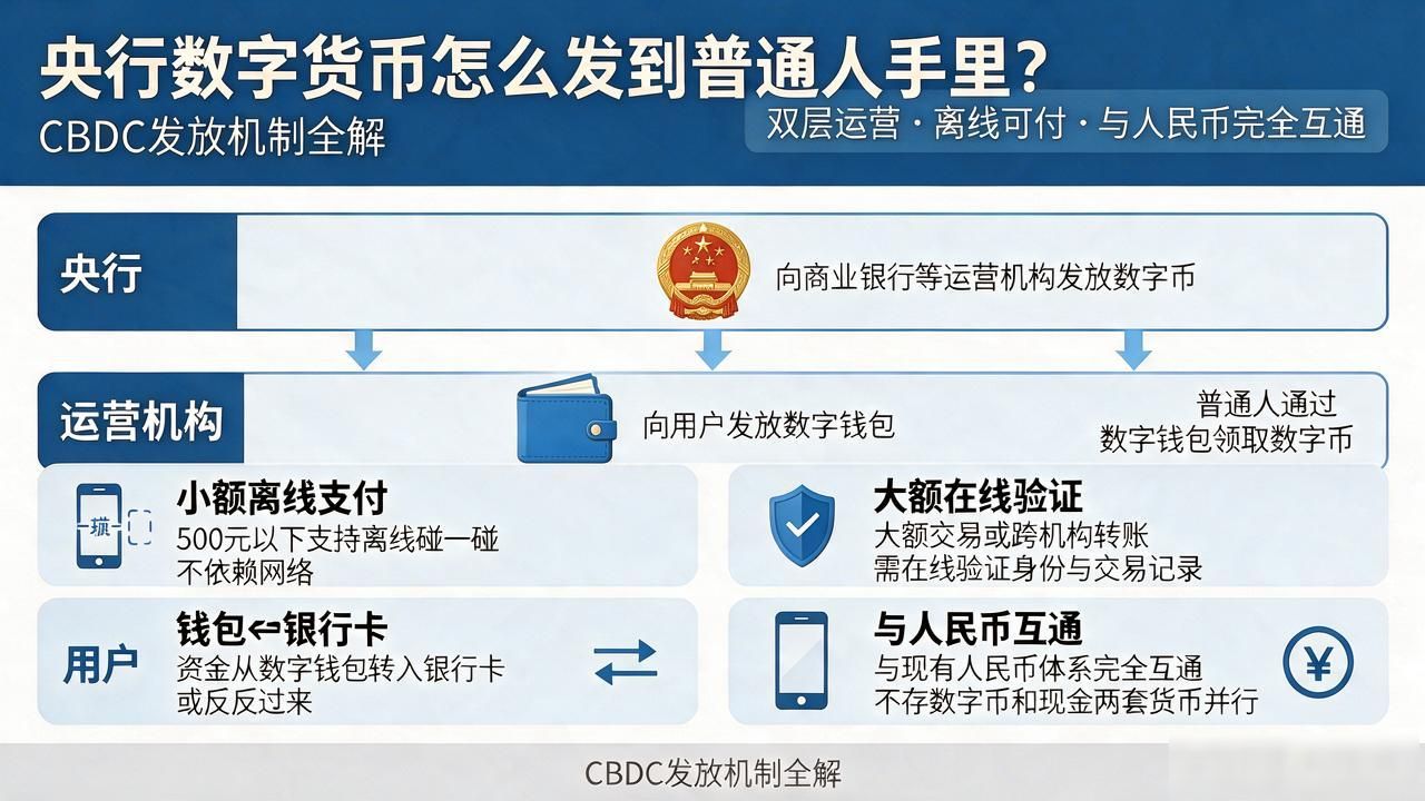 央行数字货币怎么发到普通人手里？CBDC发放机制全解