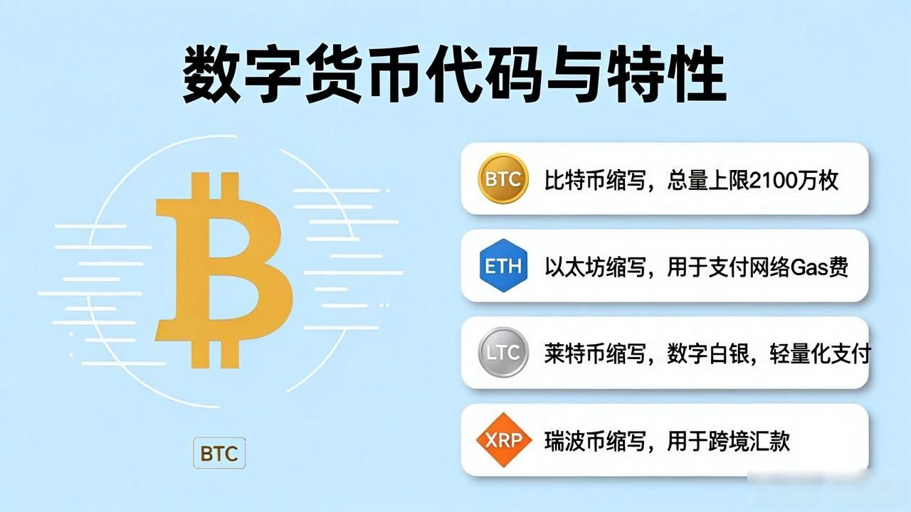 数字货币代码怎么认 BTC ETH是什么缩写？