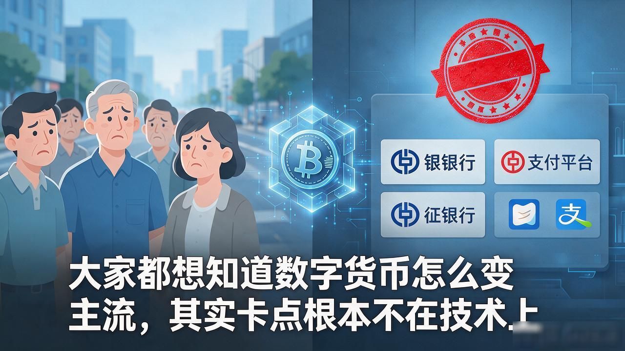 大家都想知道数字货币怎么变主流，其实卡点根本不在技术上