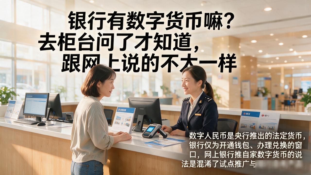 银行有数字货币嘛？去柜台问了才知道，跟网上说的不太一样